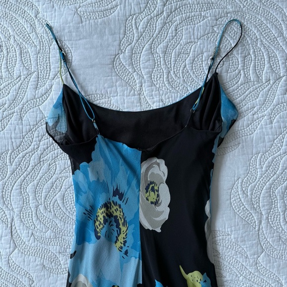 Vintage 90s Betsey Johnson Silk Floral Print Spaghetti Strap Maxi Dress - Picture 15 of 15